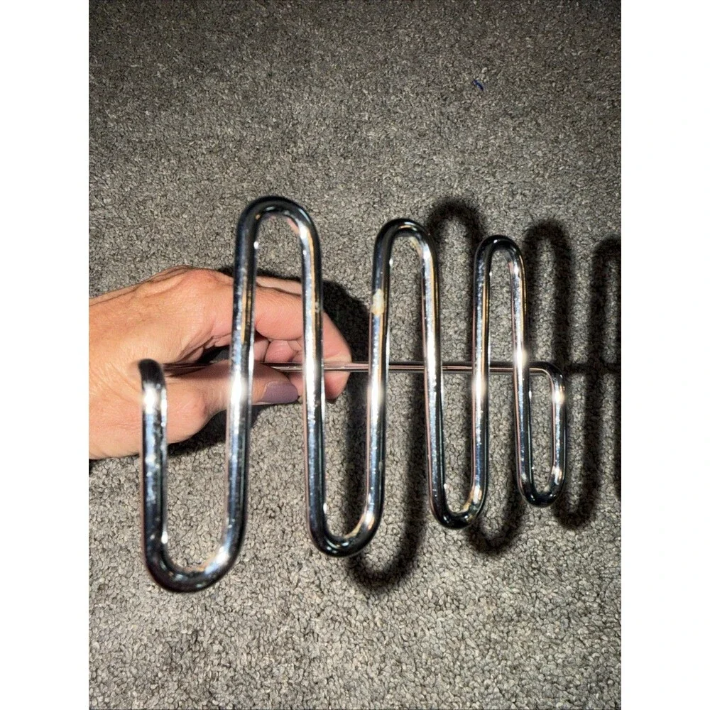 Vtg?  Hand Potato Masher Stainless Steel Black RubberyHandle 9.5” Heavy Duty